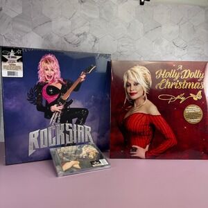 Dolly Parton Rockstar 4LP Pink Vinyl A Holly Dolly Christmas White Vinyl CD Set